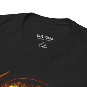 Black t-shirt with 'DOTFORM' branding on the collar area