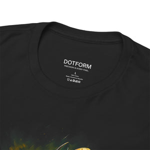 Black t-shirt with 'DOTFORM' branding on the collar area
