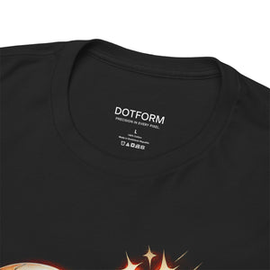Black t-shirt with 'DOTFORM' branding on the label
