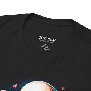 Black t-shirt with 'DOTFORM' branding on the label