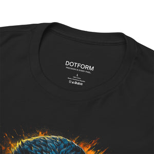 Black t-shirt with a graphic design and 'DOTFORM' branding on the label.