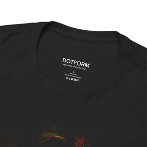 Black t-shirt with 'DOTFORM' branding on the collar area