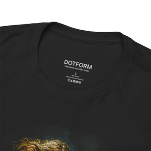 Black t-shirt with 'DOTFORM' branding on the label