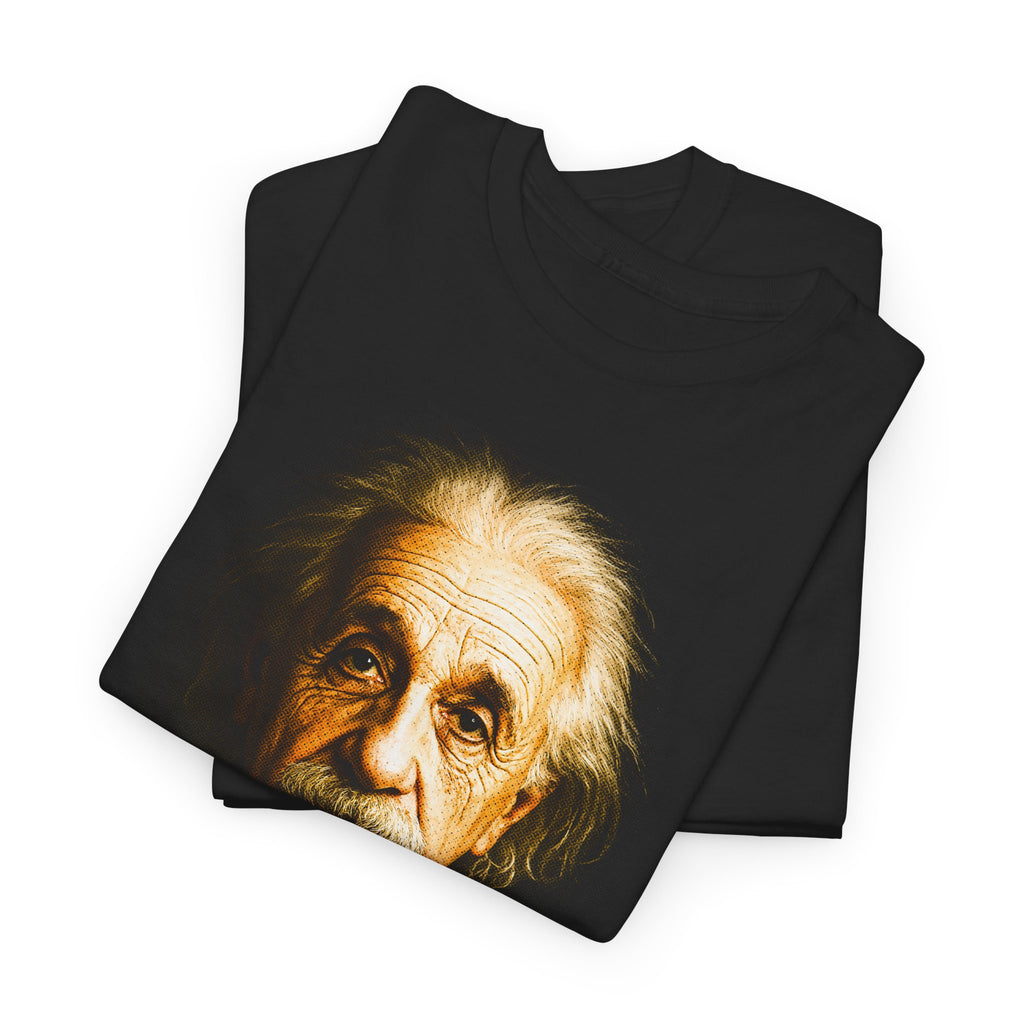 Black t-shirt with a graphic of an elderly man's face on a white background