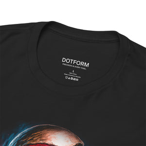 Black t-shirt with 'DOTFORM' branding on the collar area