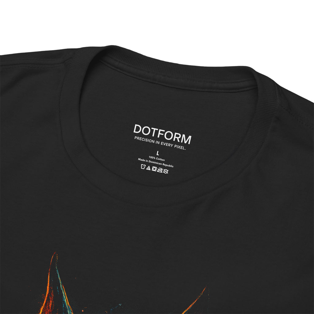 Black t-shirt with 'DOTFORM' branding on the collar area
