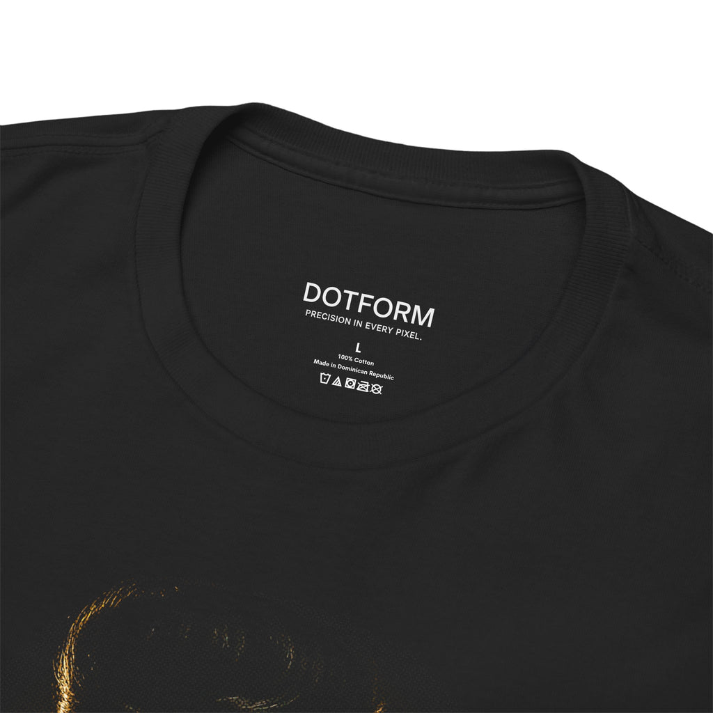 Black t-shirt with 'DOTFORM' branding on the collar area