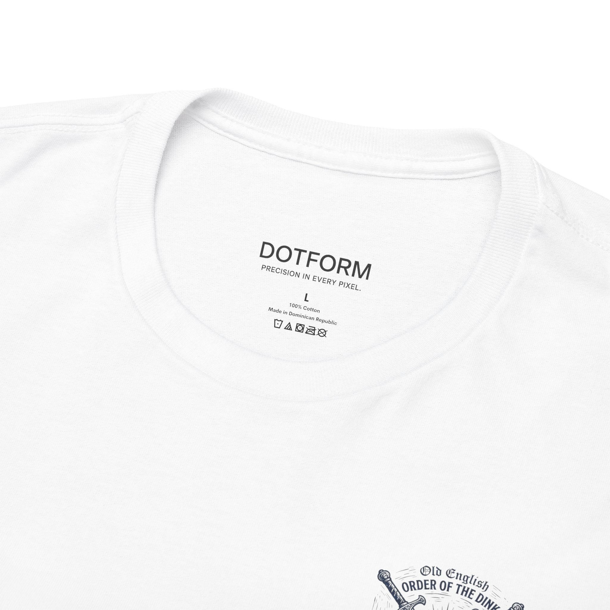 White t-shirt with 'DOTFORM' branding on a white background
