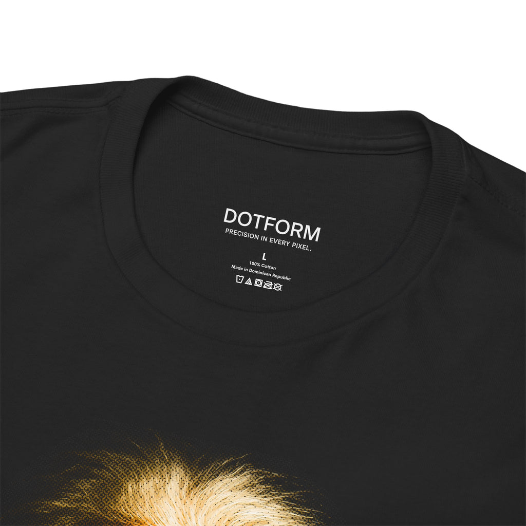 Black t-shirt with 'DOTFORM' branding on the label