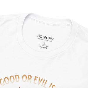 White t-shirt with 'DOTFORM' branding and text on a white background