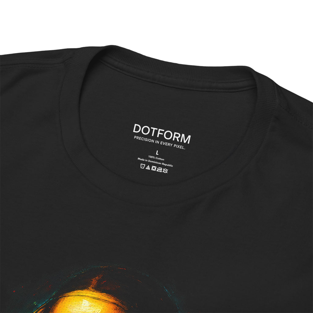 Black t-shirt with 'DOTFORM' branding on the collar area