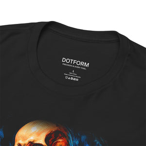 Black t-shirt with a graphic design and 'DOTFORM' branding on the label.