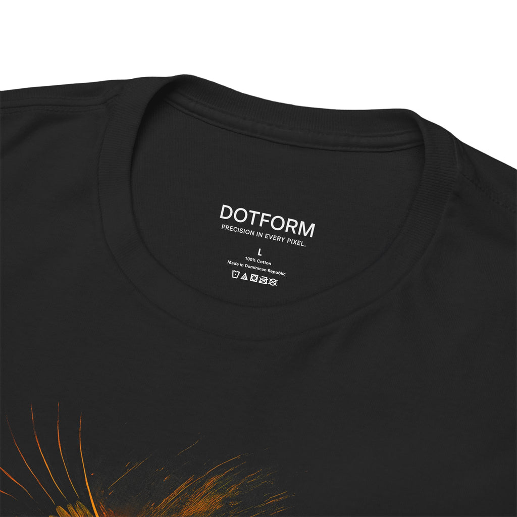 Black t-shirt with 'DOTFORM' branding on the collar area